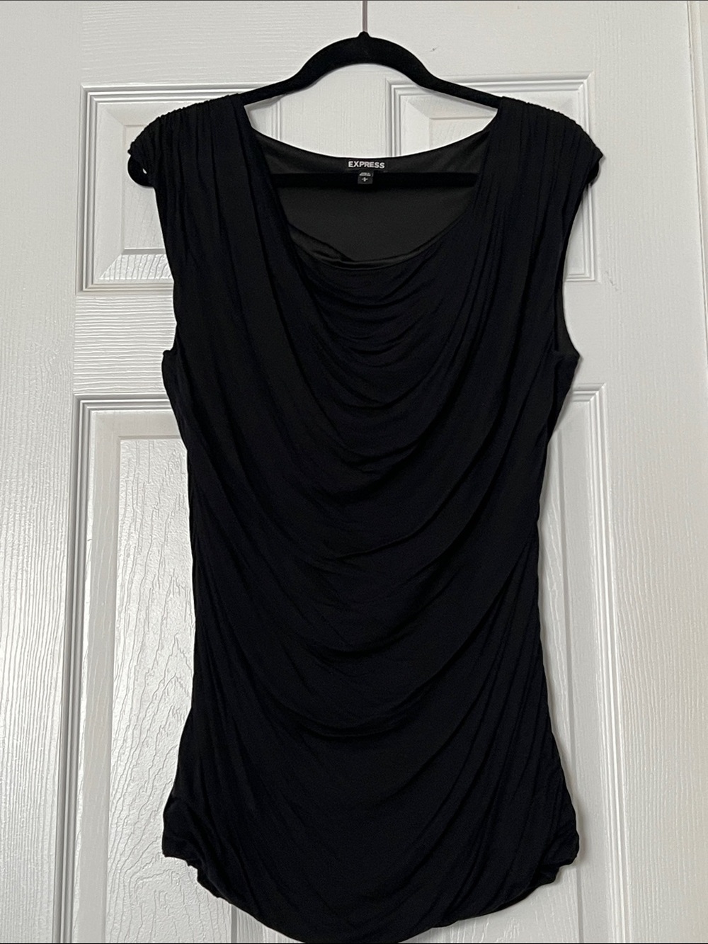 Express Black Drape Front Cap Sleeve Top